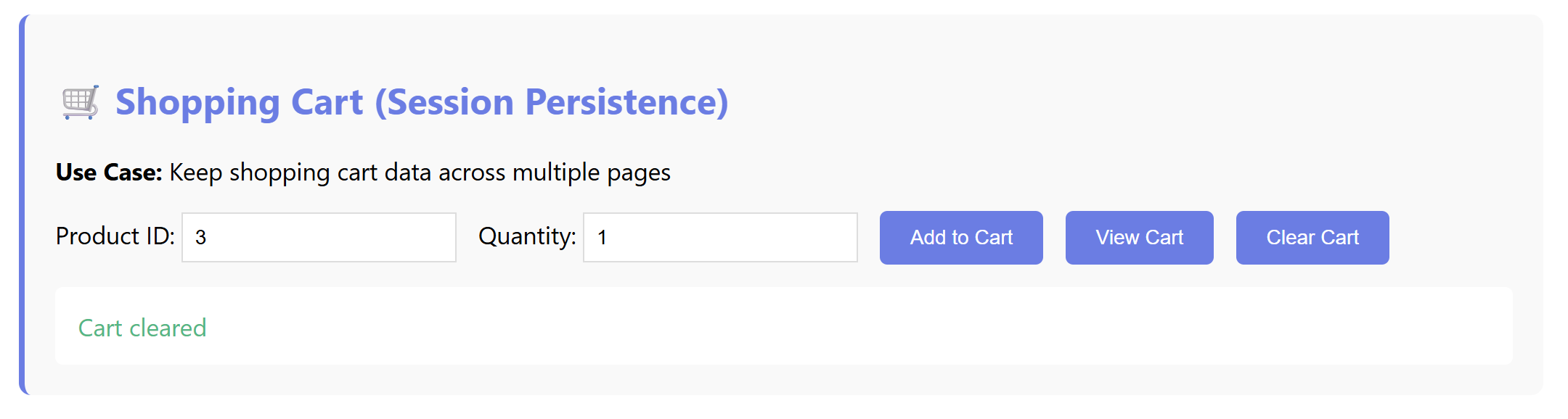 Shopping cart cleared