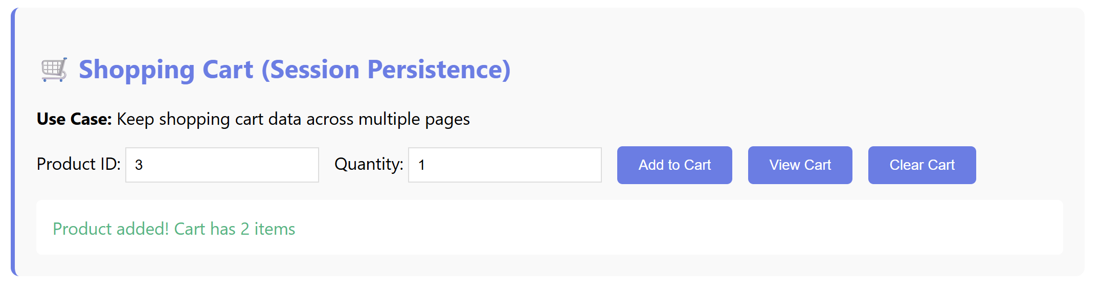 Shopping cart session